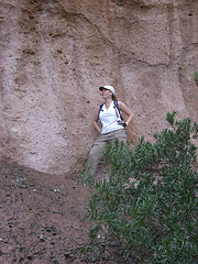 Lady hiker at the waterfalls